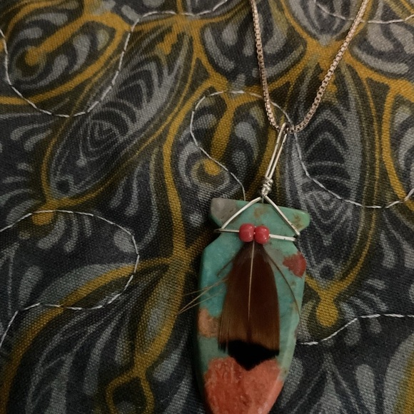 Necklace delicate design Colorado feather unique one of a kind Navajo western - Picture 1 of 3